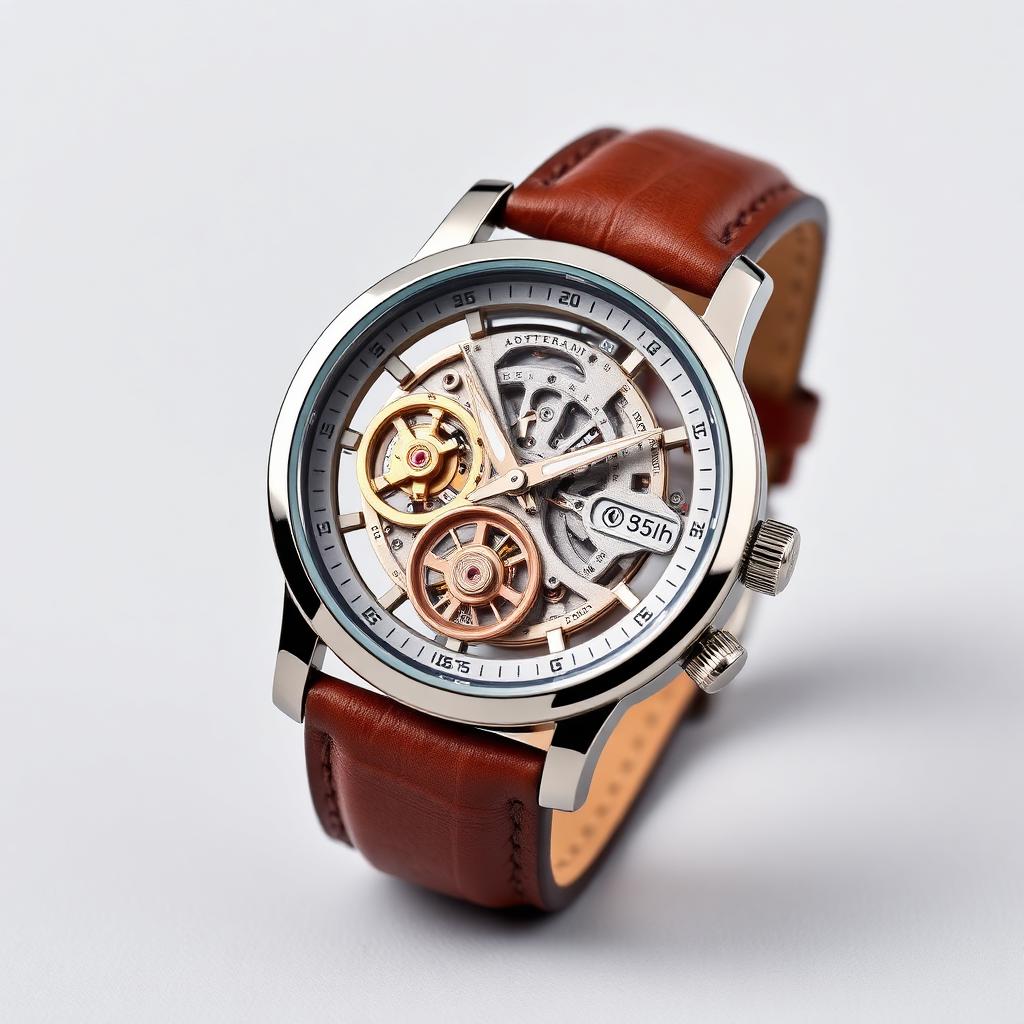 Skeleton Automatic Steel — Cuir cognac