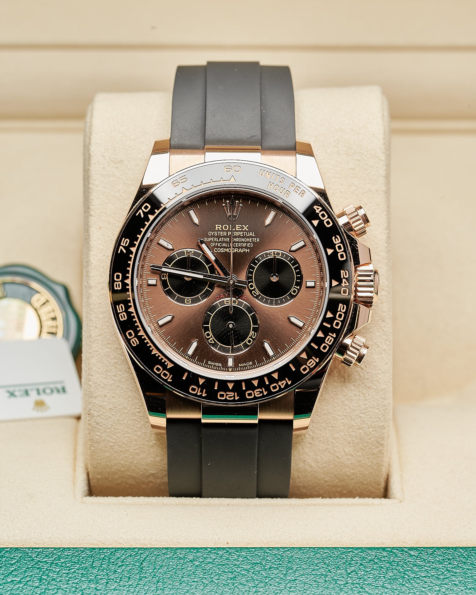 Rolex Chronographe Master - Or Rose & Cadran Chocolat — Silicone premium noir