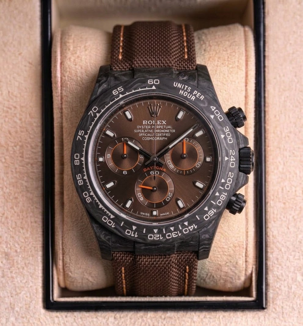 Rolex Daytona Carbone Marron — Textile marron