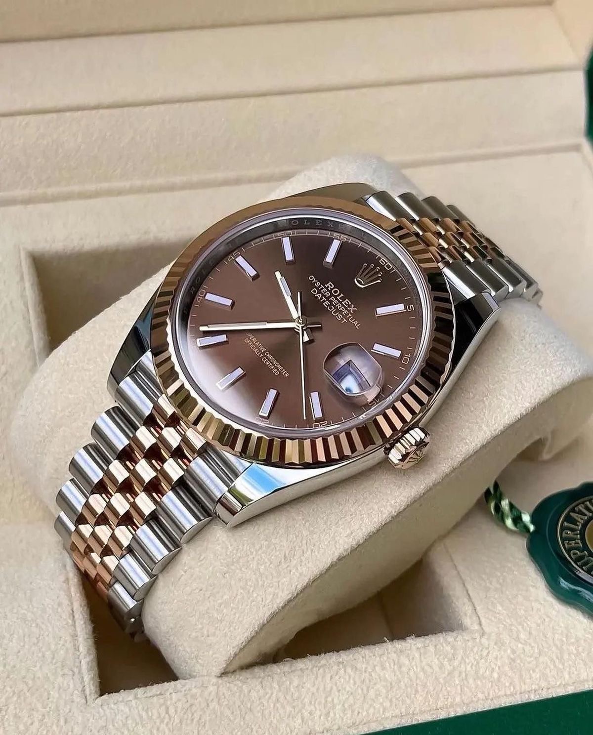 Rolex royal Datejust - Cadran Chocolat & Or Rose — Acier Inoxydable Bicolore (Jubilé)