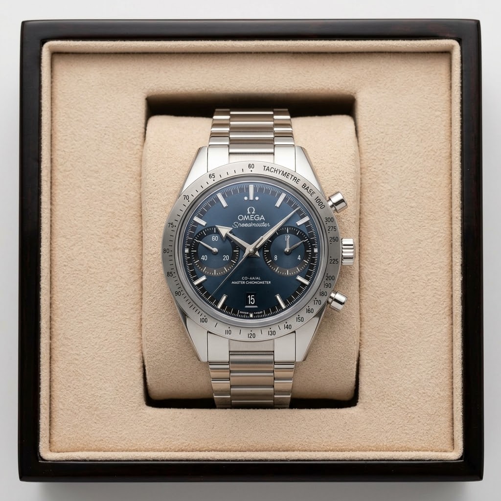 Omega Speedmaster 57 Chronographe Bleu — Bracelet acier