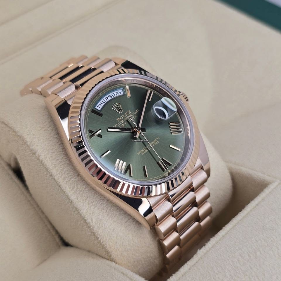 Day-Date Rose Green — Bracelet or rose